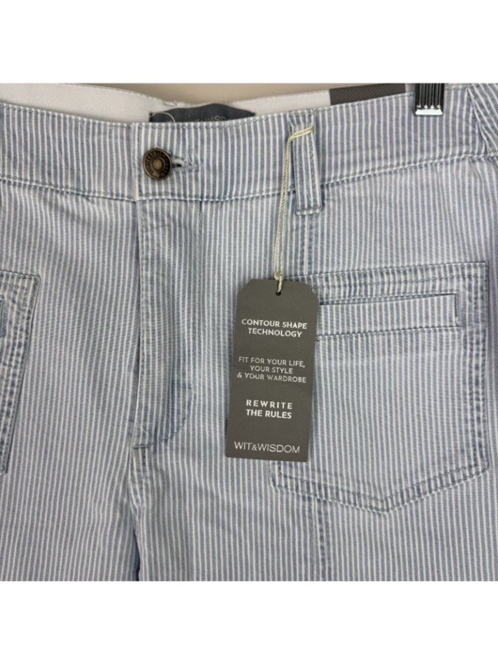 Wit & Wisdom Skyrise Wide Leg Pants Womens Size 6 Blue Pinstripe NWT Trouser - Picture 4 of 8